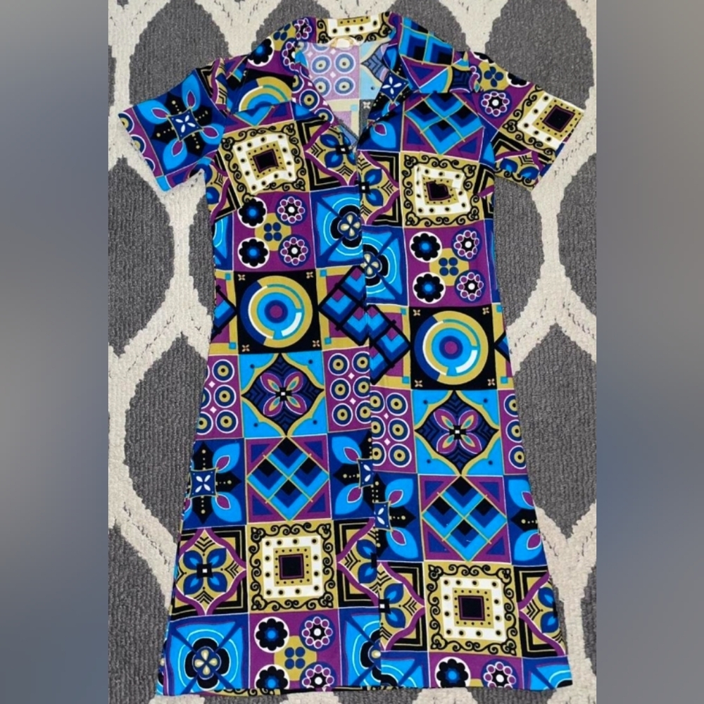 Colorful Geometric Print Dress